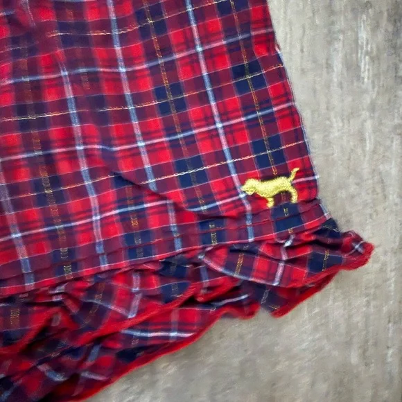 PINK Victoria Secret Red Plaid Ruffle Sleep Shorts - Picture 3 of 3